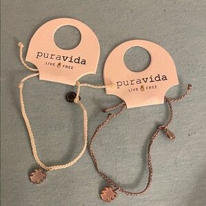Pura Vida Ivory and Taupe Charm Bracelets
